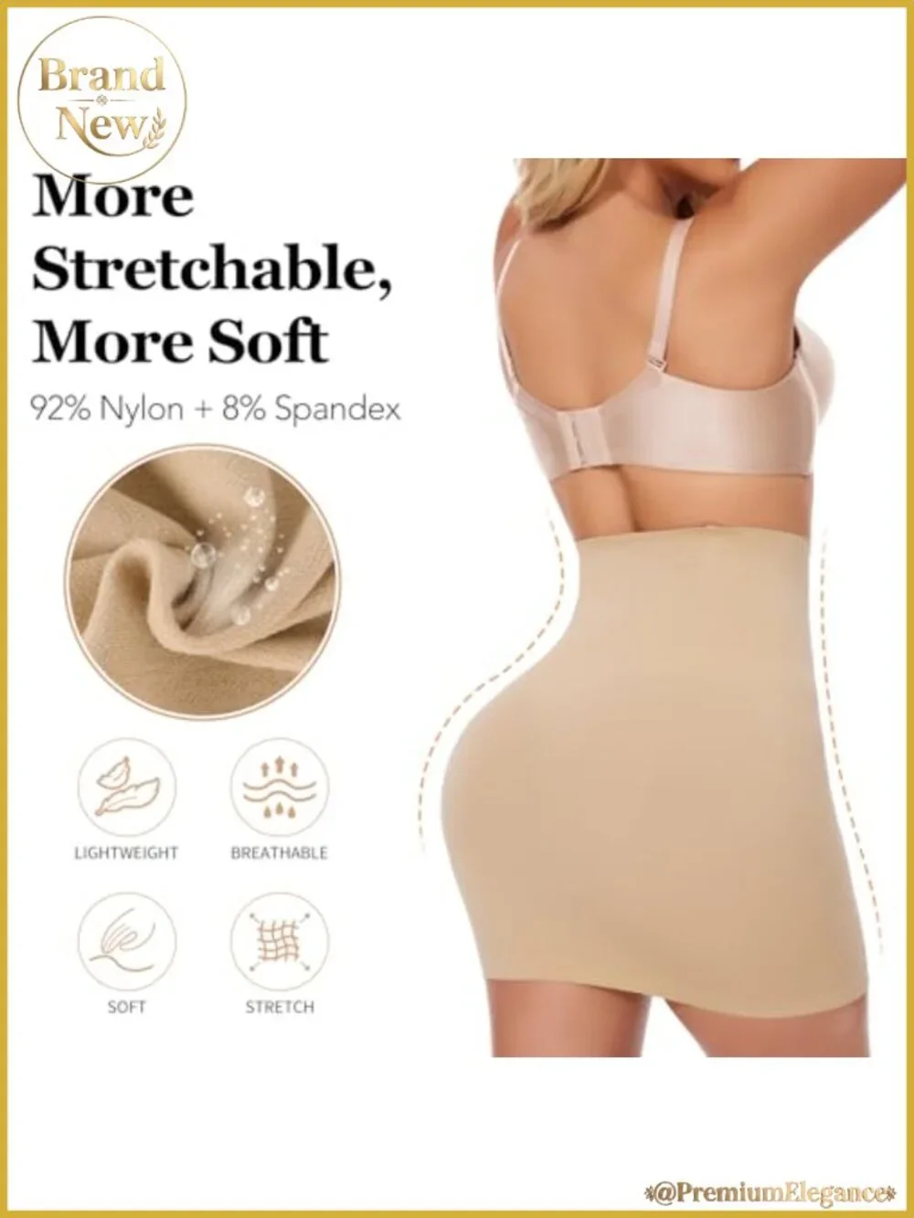 High Waist Shapewear Half Slip Seamless Tummy Control Skirt Smoother for Women